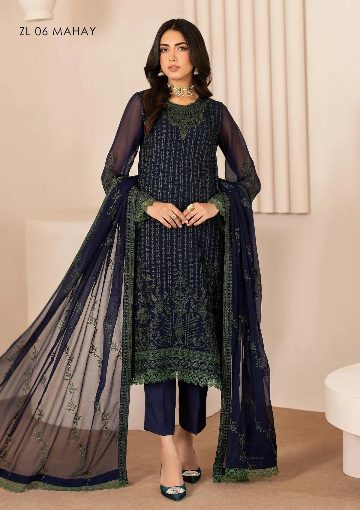 Zarif Thread Works Chiffon Edit'24 ZL-06 MAHAY